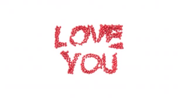 爱你的句子 由闪亮的球体动画制成 情人节 3D渲染 — 图库视频影像