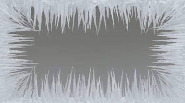 Buz Çubukları. Buz saçağı. Ekranda buz var. 3B görüntüleme.