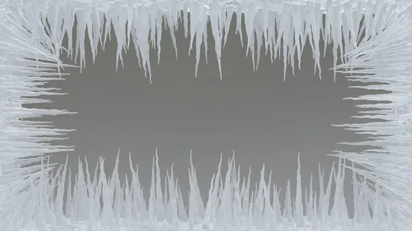 Ice Spikes. Icicle. Ice on the screen. 3D rendering.