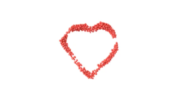 Beyaz Arka Planda Parlak Küreden Yapılmış Kalp Şekli Sevgililer Günü — Stok fotoğraf