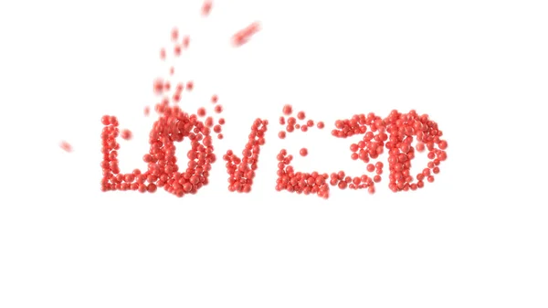Word Love3D Fatto Sfere Lucide Sfondo Bianco San Valentino Rendering — Foto Stock