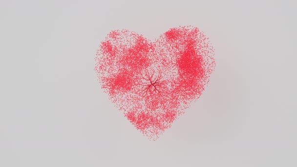 Анимация Красного Сердца Линии Растут Альфа Канал Рендеринг — стоковое видео