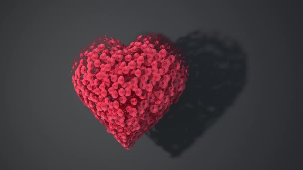 Animación Del Corazón Rojo Cultivando Flores Canal Alfa Renderizado — Vídeo de stock