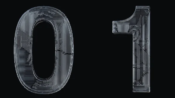 黒を背景にアルミ製の数字 3Dレンダリング — ストック写真