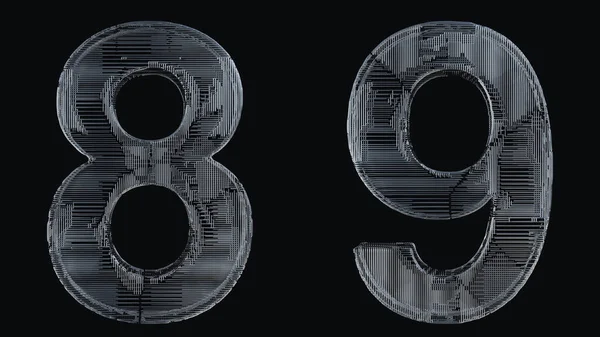 Числа Сделаны Алюминия Черном Фоне Рендеринг — стоковое фото