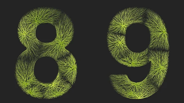 Числа Зроблені Зеленої Трави Лінії Рендерингу — стокове фото