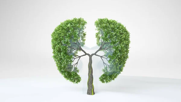 Lungs Earth Tree Shape Lungs Eco Concept World Rendering — Stock Photo, Image