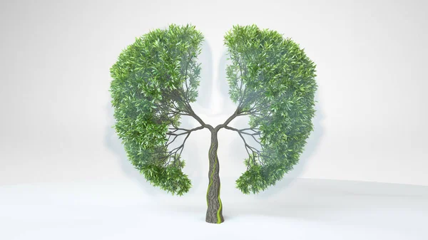 Płuca Ziemi Drzewo Kształcie Płuc Koncepcja Ekologiczna Uratować Świat Renderowanie — Zdjęcie stockowe