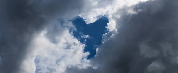 Heart in the sky. A cloudy sky that clouds covered all but the shape of the heart of the sky.