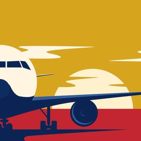 Passagierflugzeug Bei Sonnenuntergang Moderne Illustrationsreisen — Stockfoto