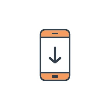 Beyaz arkaplan Eps10 üzerinde düz tasarım akıllı telefon simgesi üzerine indir