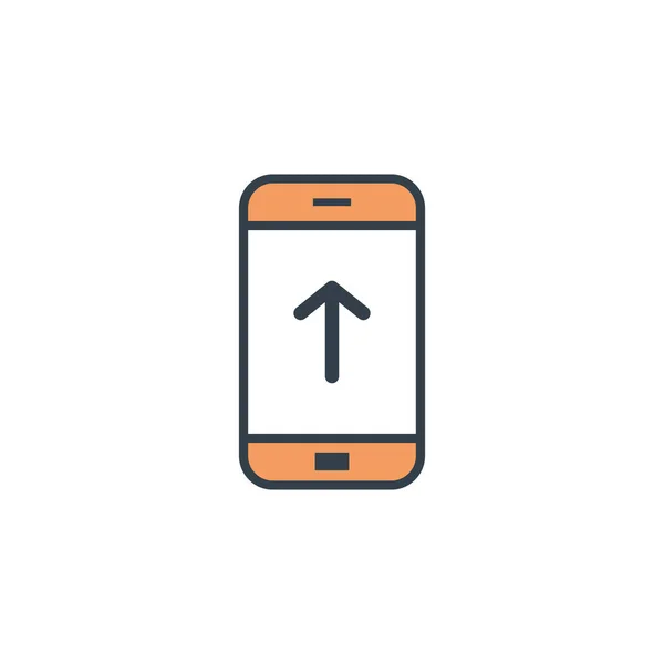 Subir Pantalla Icono Del Teléfono Inteligente Diseño Plano Sobre Fondo — Archivo Imágenes Vectoriales