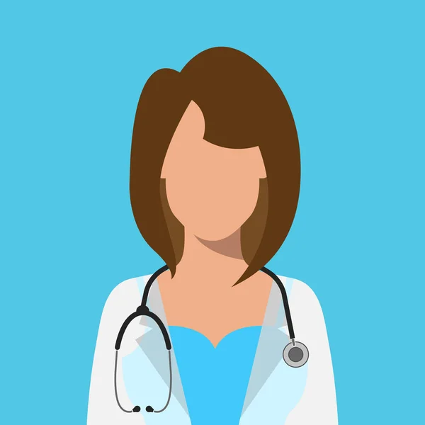 Mavi arka planda seksi hemşire doktor. vektör illüstrasyonu