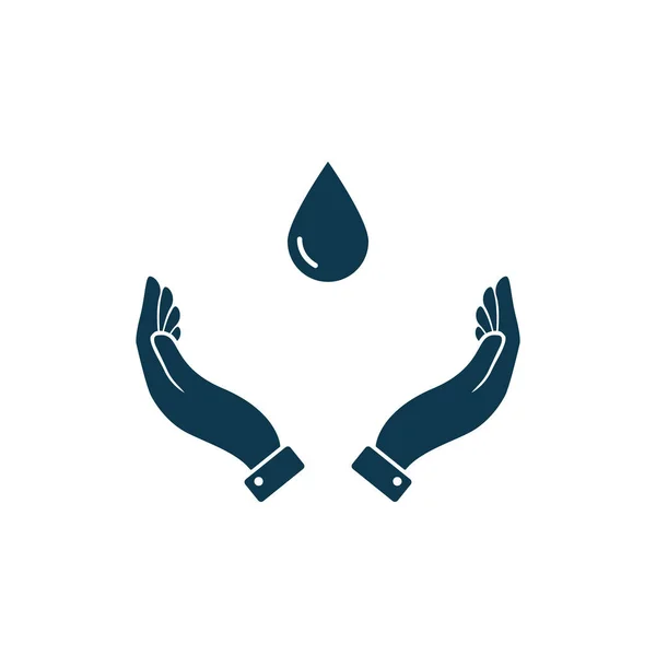 Kropla Wody Dłoni Symbol Wektora Płaski Wzór Białym Tle Eps10 — Wektor stockowy