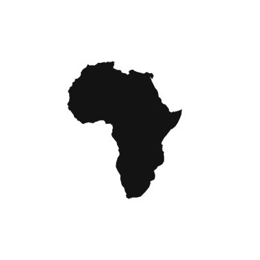Afrika haritası simgesi. Düz siyah tasarım. vektör illüstrasyonu