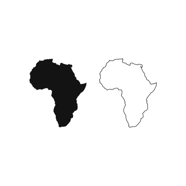 Afrika haritası simgesi. Düz siyah tasarım. vektör illüstrasyonu