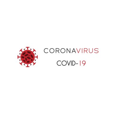 Beyaz arkaplanda izole edilmiş Covid-19 koronavirüs vektör simgesi simgesi pankartı