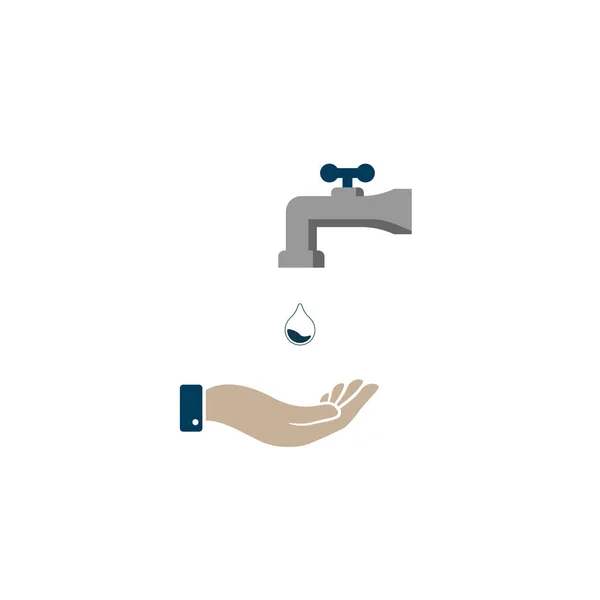 Water Tap Vector Icon White Background Concept Washing Hands Hand — Stock Photo, Image