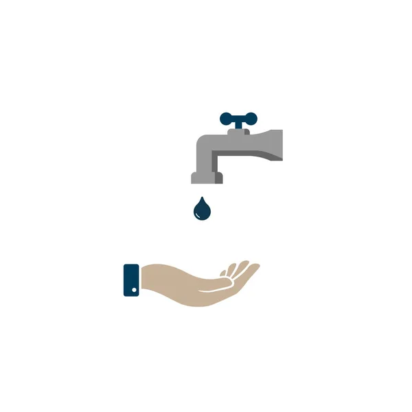 Water Tap Vector Icon White Background Concept Washing Hands Hand — Stock Photo, Image