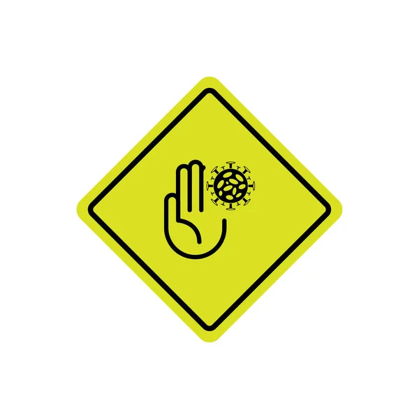 Предупреждение Руки Бактерии Осторожно Руки Помой Остановить Коронавирус Желтом Фоне — стоковое фото