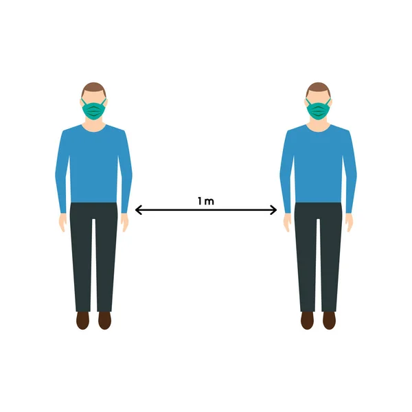 Sicurezza Sociale Icona Distanza Metro Coronavirus Protezione Covid Simbolo Vettore — Foto Stock