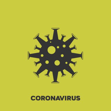 Coronavirus Vektör Simgesi. Infographic Element. Corona Virüsü Simgeyi İmzala. Wuhan Zatürree. COVID-19 NCOV-2019 Corona Virüsü kısaltması. Bakteri şeması. Sarı arkaplanda Vektör Düz Sembolü EPS10