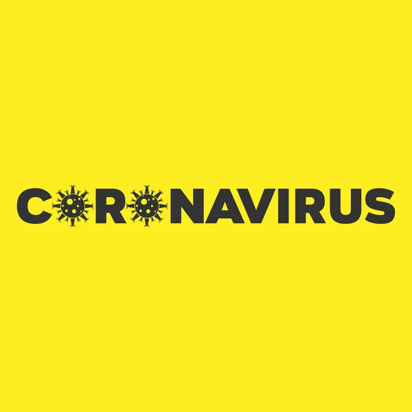 Covid Banner Signo Icono Vector Coronavirus Amarillo Detener Brote Nuevo — Archivo Imágenes Vectoriales