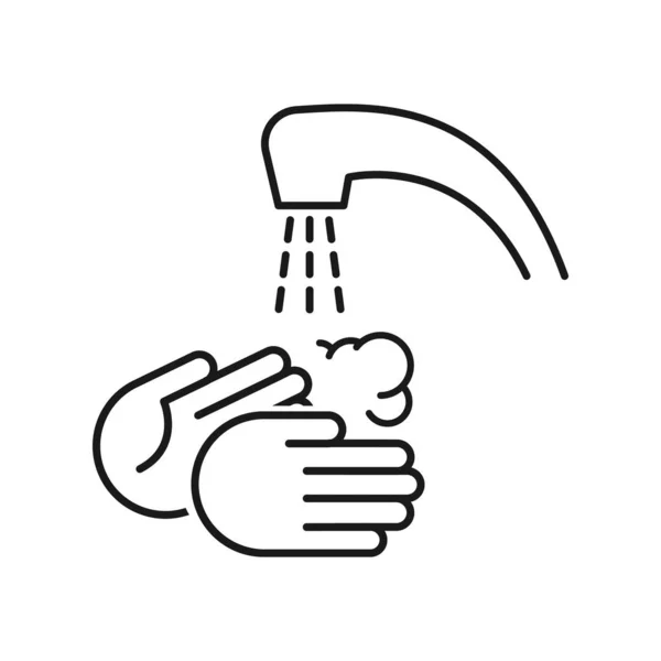 きれいな手のコンセプト 手を洗ってアイコン 白地にコロナウイルスベクターのシンボルを広げるのをやめよう Eps10 — ストックベクタ