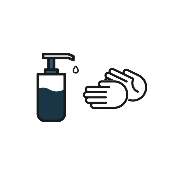 Disinfectant Dispenser Hands Sanitizer Icon Hand Antiseptic White Background Flat — Stock Vector