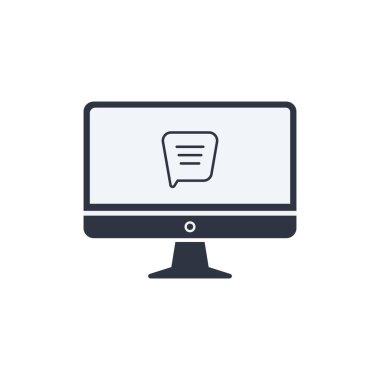 Ekran monitörü bilgisayarındaki sohbet mesajı. Düz stil EPS10 'da basit vektör sembolü