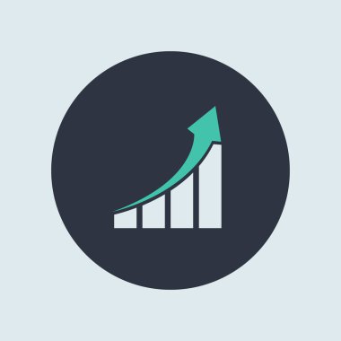 Yuvarlak olarak büyüyen grafik. Düz EPS10 biçiminde basit yeşil vektör sembolü