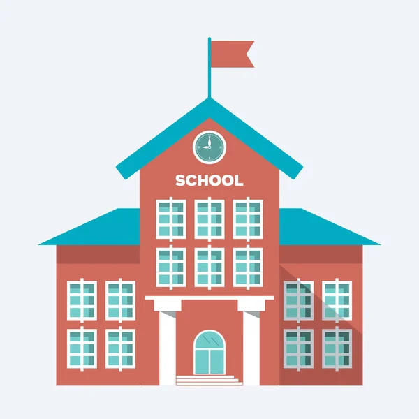 Иллюстрация Здание Школы Символов Изолированы Голубом Фоне Ligth Векторный Плоский — стоковый вектор