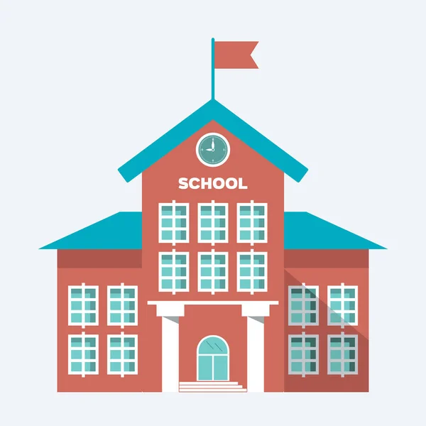 Illust Edificio Escuela Del Símbolo Aislado Fondo Blanco Azul Claro — Vector de stock