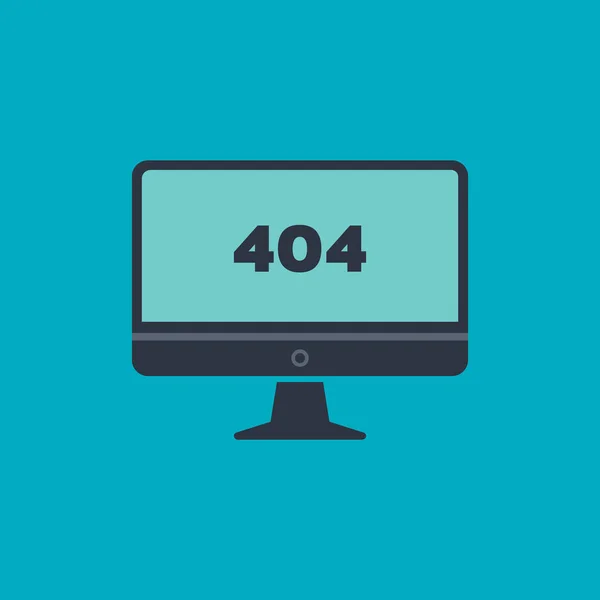 404 Hiba Képernyő Monitoron Számítógép Vektor Lapos Szimbólum Kék Alapon — Stock Vector