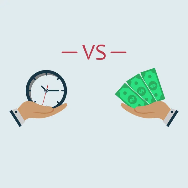 Zaman vs para dolar banknot. Para yapma konsepti. Saat dolar EPS10 'a karşı