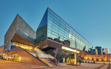 Darmstadt, Hessen, Germany - 02/07/2020: Darmstadtium Science Center main facade from North