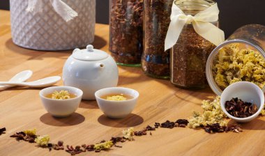 Çin çaydanlığında kasımpatı çayı; çaya odaklan