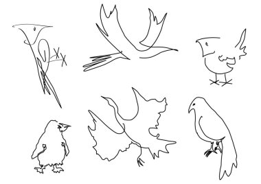 Doğrusal kroki kuş siluet