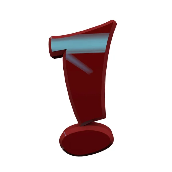 Grand point d'exclamation rouge fabriqué en 3D — Photo