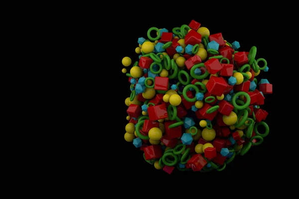 Geometrik şekil kümeleri 3 boyutlu olarak yapılmış parlak renklerde — Stok fotoğraf