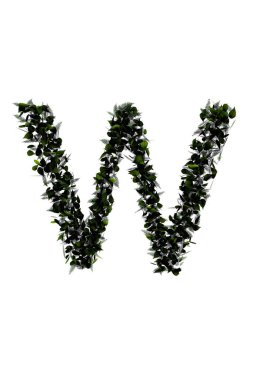 W harfi beyaz yapraktan yapılmıştır. 3 boyutlu yapılmıştır.