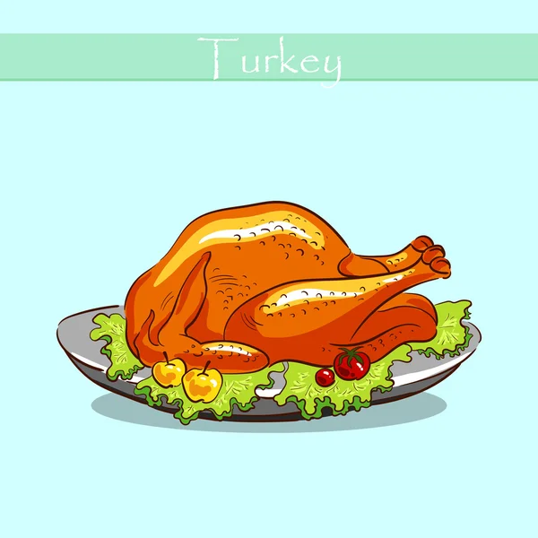 Turquie sur un vecteur de plaque — Image vectorielle