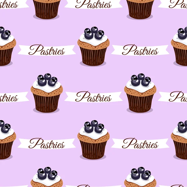 Pasteles de arándanos Cupcakes — Vector de stock