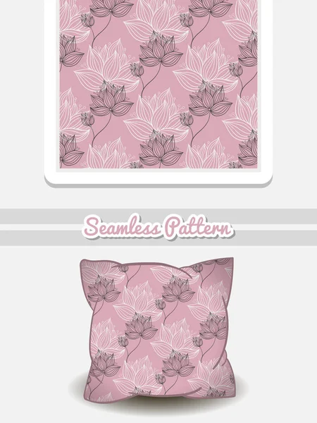 Travesseiro com padrão floral rosa — Vetor de Stock