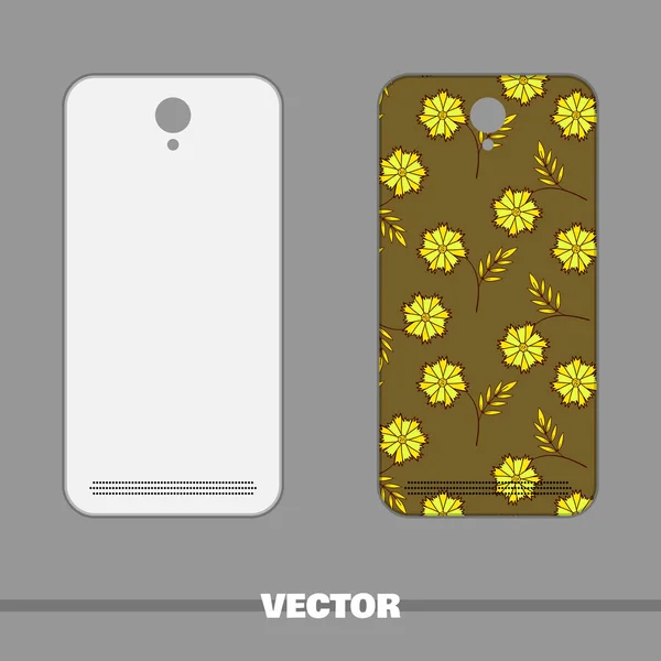 Cubierta del teléfono con patrón floral verde — Vector de stock