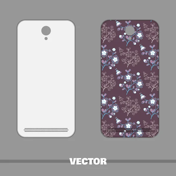 Cubierta del teléfono Flores en púrpura — Vector de stock