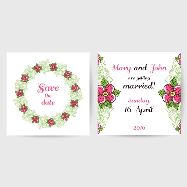 Wedding Postcard With Pink Flowers Stock Illustration