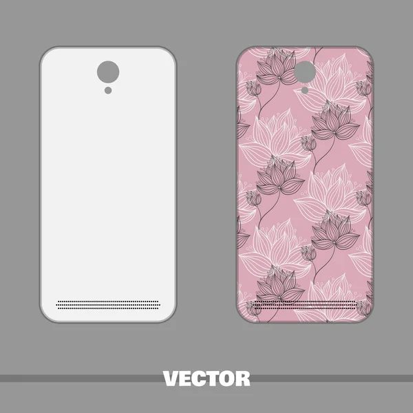 Cubierta del teléfono con patrón floral rosa — Vector de stock