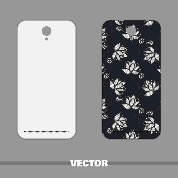 Capa de telefone Flores brancas no escuro — Vetor de Stock