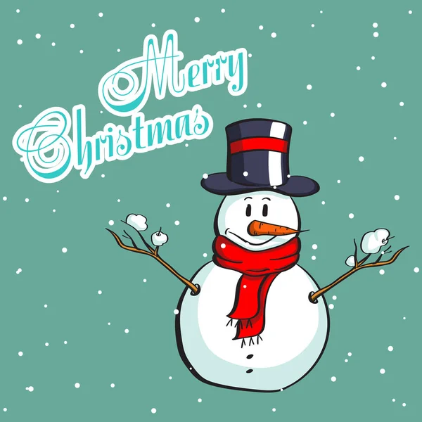 Tarjeta de felicitación Snowman — Archivo Imágenes Vectoriales